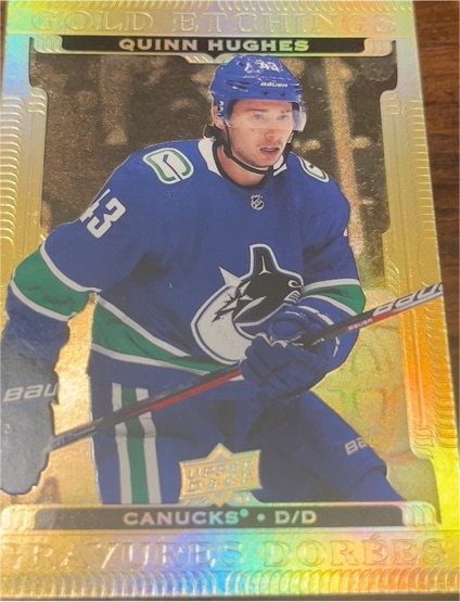 2022-23 Upper Deck Tim Hortons Gold Etchings #G-12 Quinn Hughes — front