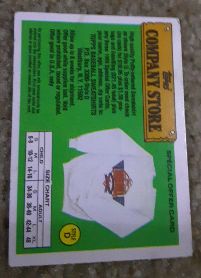1989 Topps Company Store #NNO Style C Sweatshirt Offer Card — front