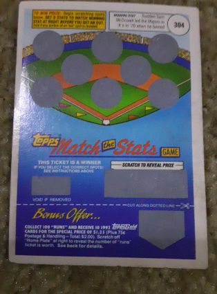 1991 Topps Match The Stats Scratch Off — front