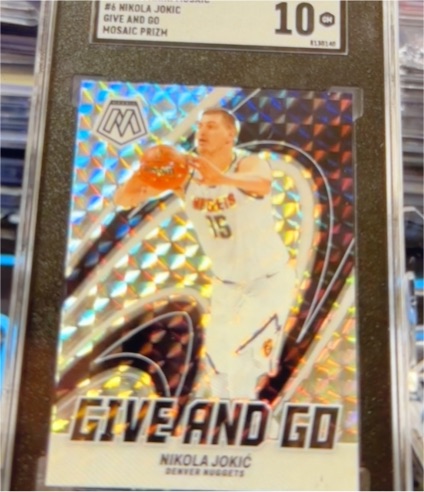 2023-24 Panini Mosaic #6 Nikola Jokic Give and Go Mosaic Prizm — front