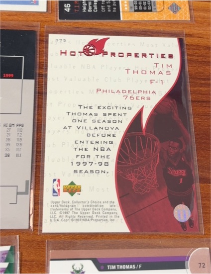 1997 Upper Deck Collector's Choice #375 Tim Thomas Hot Properties Philadelphia 76ers — front