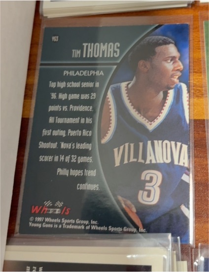 1997 Score Board #52 Tim Thomas Villanova Wildcats — front