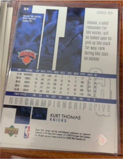 2002-03 Upper Deck Championship Drive #64 Kurt Thomas — front