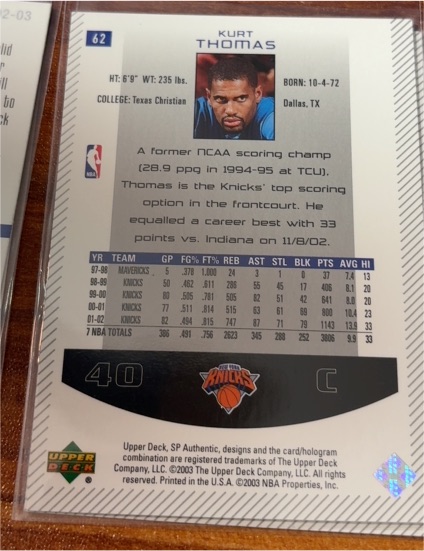 2001-02 Upper Deck #116 Kurt Thomas — front