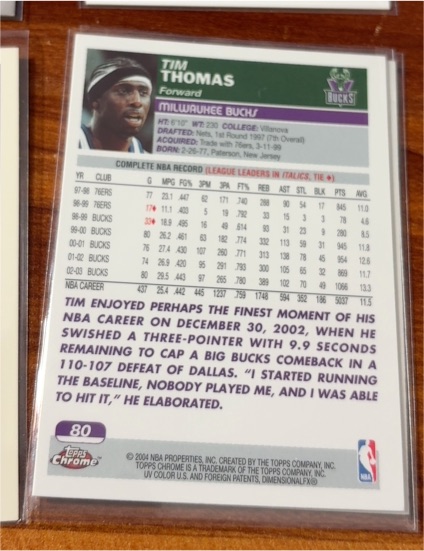 2004 Topps Chrome #80 Tim Thomas — front