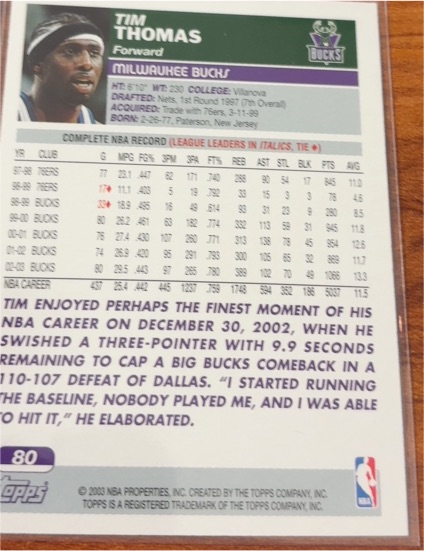 2002 Topps #80 Tim Thomas — front