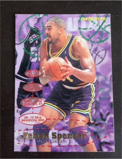 1995-96 Fleer #189 Felton Spencer Utah Jazz — front