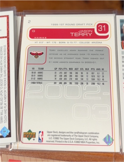1999 Upper Deck #2 Jason Terry — front