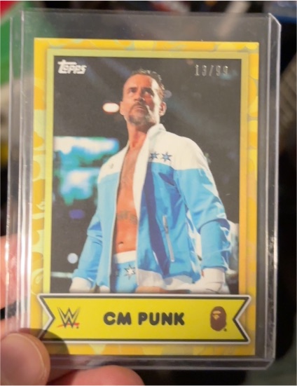 2025 Topps WWE x Bape #5 CM Punk Yellow Camo — front