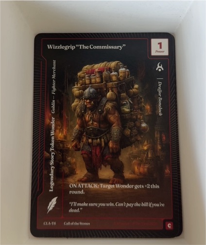 Call of the Stones CLA-T6 Wizzlegrip "The Commissary" — front