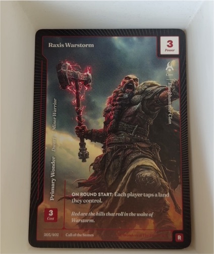 Wonders of the First #205 Raxis Warstorm — front