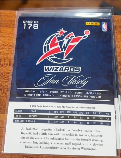 2012-13 Panini Prestige #178 Jan Vesely Rookie Washington Wizards — front