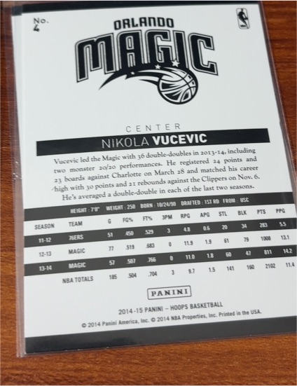 2014-15 Panini Hoops #4 Nikola Vucevic — front