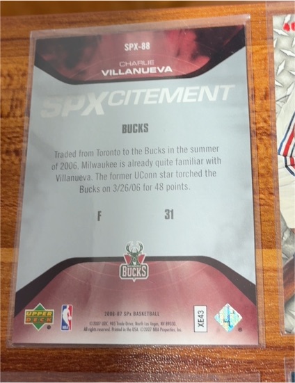 2006-07 Upper Deck SPx SPXcitement #SPX-88 Charlie Villanueva — front