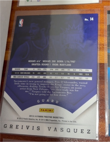 2013-14 Panini Prestige #14 Greivis Vasquez — front