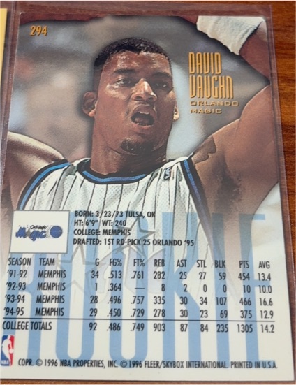 1995-96 Fleer Ultra #294 David Vaughn — front