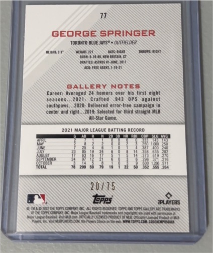 2021 Topps #77 George Springer — front