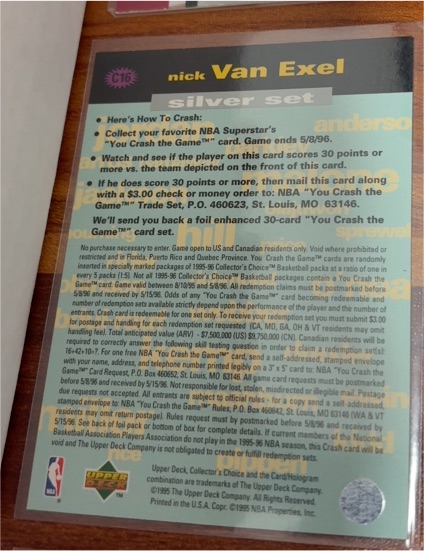 1995-96 Collector's Choice #C16 Nick Van Exel You Crash the Game Silver — front