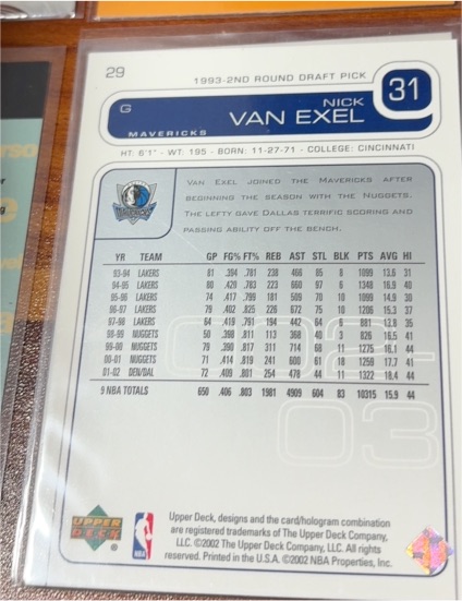 2002-03 Upper Deck #29 Nick Van Exel — front