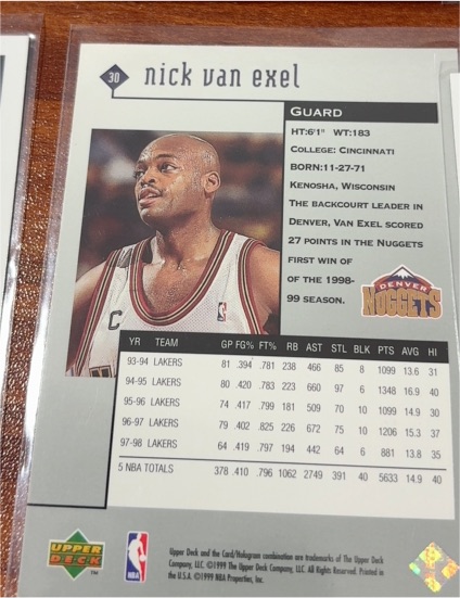 1998 Upper Deck #30 Nick Van Exel — front