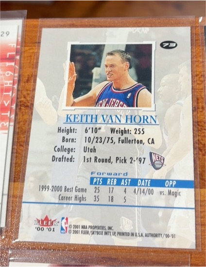 2000-01 Fleer Authority #73 Keith Van Horn — front