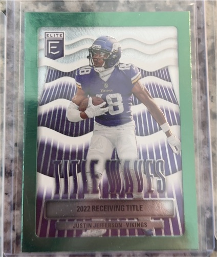 2023 Panini Donruss Elite #TW-5 Justin Jefferson Title Waves Green — front