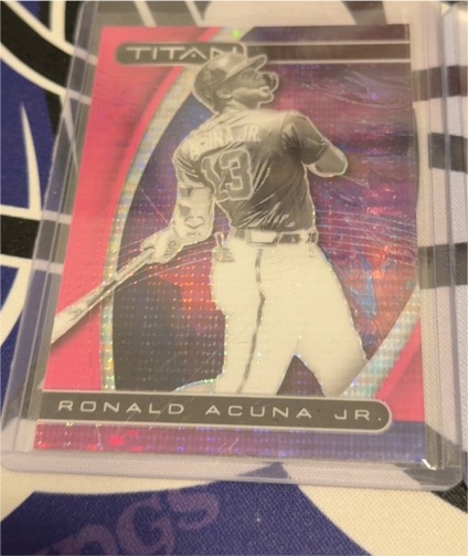 2021 Panini Chronicles Titan #2 Ronald Acuna Jr. Pink Pulsar Prizm — front