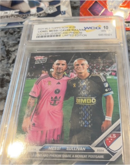 2024 Topps Now MLS #129 Lionel Messi / Cavan Sullivan Legend & Phenom Limited Edition — front