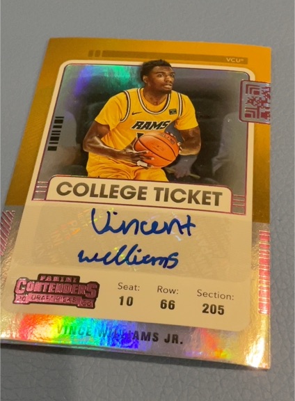 2022 Panini Chronicles Draft Picks Contenders College Ticket Autographs #CT-VWJ Vince Williams Jr. — front