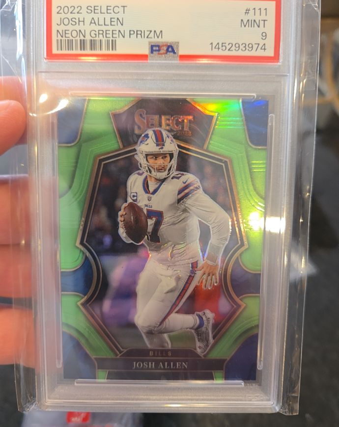 2022 Panini Select #111 Josh Allen Neon Green Prizm — front