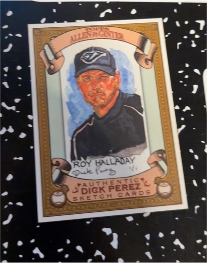 2007 Topps Allen & Ginter #29 Roy Halladay Dick Perez Sketch Card — front