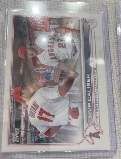 2022 Topps Update #US115 MVP Caliber Shohei Ohtani / Mike Trout — front
