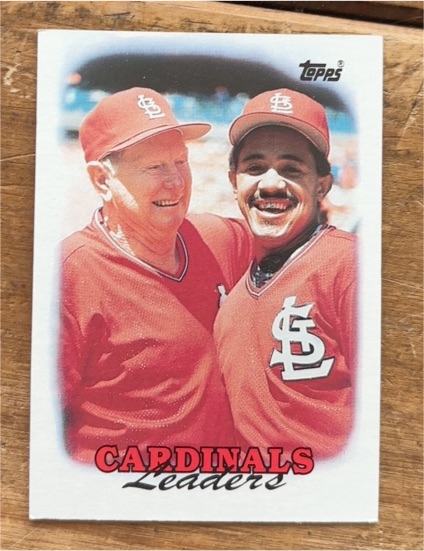 1988 Topps #351 Red Schoendienst, Tony Pena — front