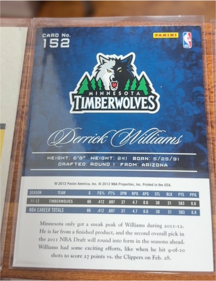 2012-13 Panini #152 Derrick Williams — front