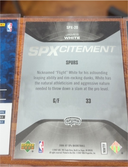 2006-07 Upper Deck SPx #20 James White SPXcitement — front