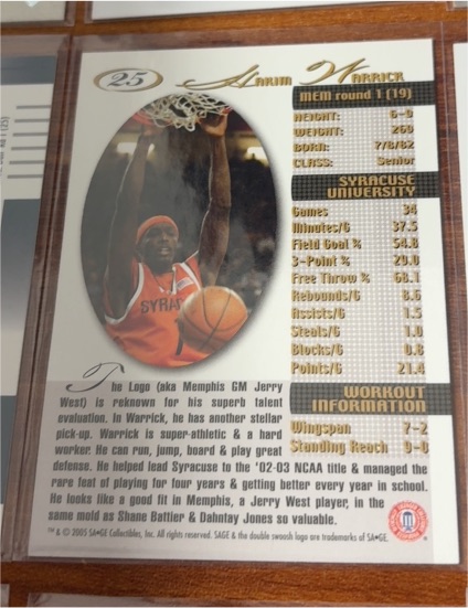 2002-03 Sage #25 Hakim Warrick — front