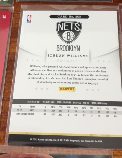 2012 Panini Basketball #263 Jordan Williams — front