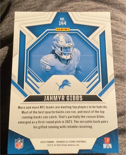 2023 Panini Rookies & Stars #144 Jahmyr Gibbs — front