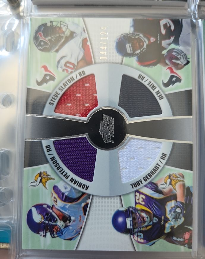 2010 Topps Prime 4th Quarter #4Q13 Adrian Peterson Steve Slaton Ben Tate Toby Gerhart — front