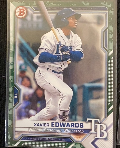 2021 Bowman Prospects Camo #BP-101 Xavier Edwards — front