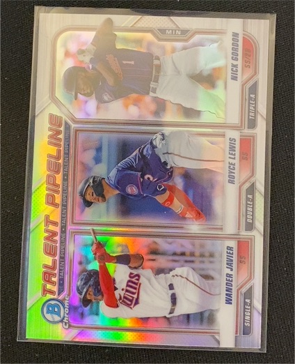 2021 Bowman Chrome #TP-MIN Nick Gordon / Royce Lewis / Wander Javier Talent Pipeline — front