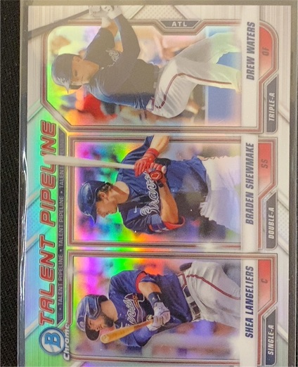2021 Bowman Chrome #TP-ATL Shea Langeliers / Braden Shewmake / Drew Waters — front