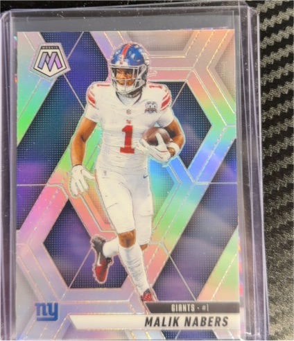 2025 Panini Mosaic #100 Malik Nabers Silver Prizm — front