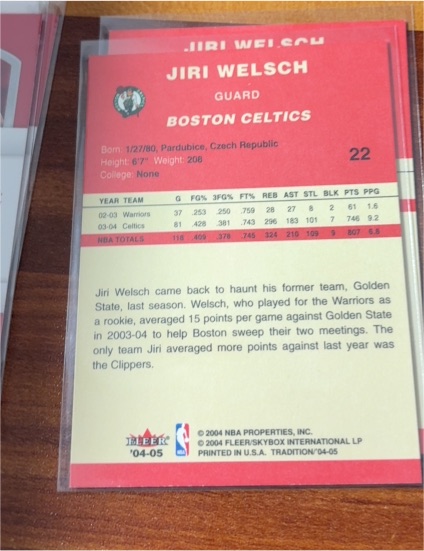 2004-05 Fleer Tradition #22 Jiri Welsch — front