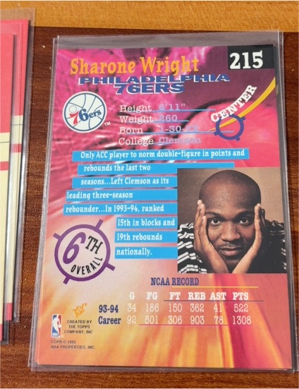 1995 Topps #215 Sharone Wright — front