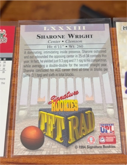 1994 Signature Rookies #LXXXIII Sharone Wright — front