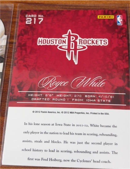 2012 Panini #217 Royce White — front