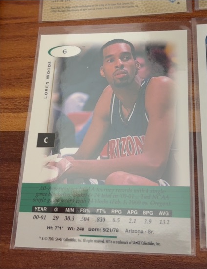 2001-02 SAGE Hit #R29 Loren Woods Silver /999 — front