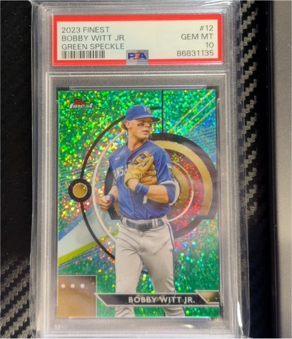 2023 Topps Finest #12 Bobby Witt Jr. Green Speckle — front