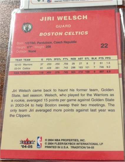 2004-05 Fleer Tradition #22 Jiri Welsch — front